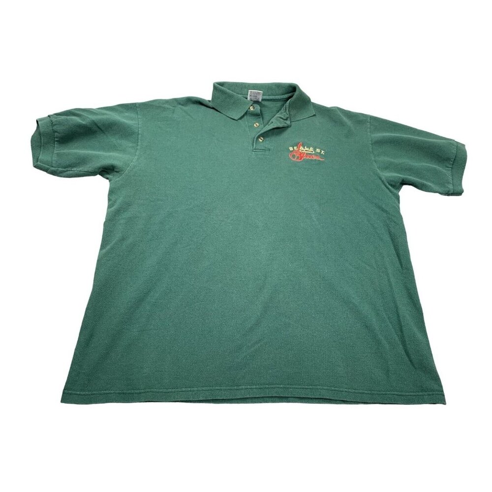 Beale St. Memphis Blues Men's XL Green Polo Shirt Cotton Deluxe Anvil Knitwear